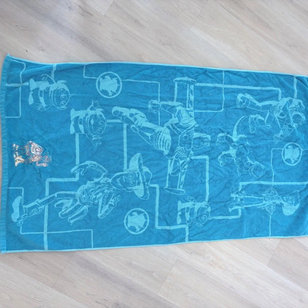 VNTG Disney Pixar Toy Story Beach Towel Blue Woody Buzz Lightyear Cotton 34x63